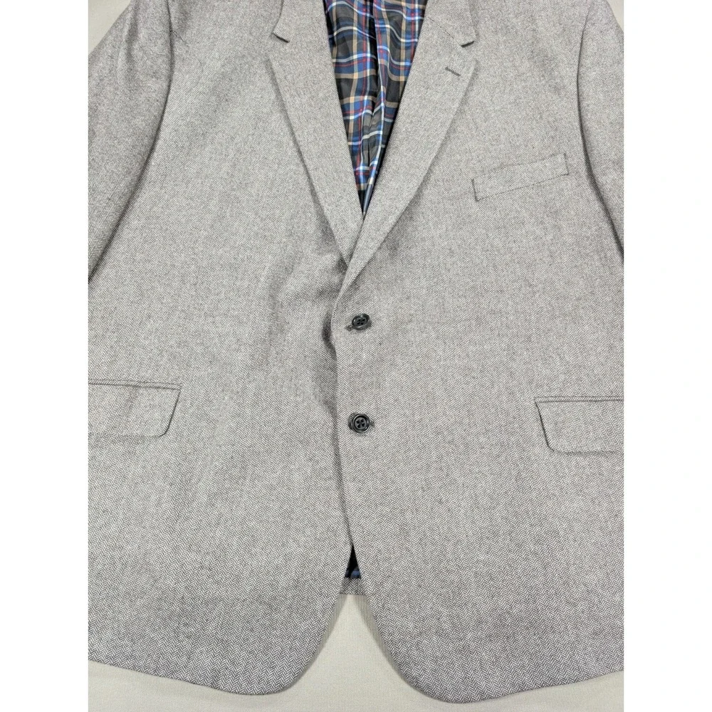 US Polo Assn Herringbone Tweed Blazer Mens 56R Gray Plaid Lined Sport Coat